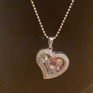 Love & Hearts Locket & Necklace combo. Front opening*Rhodium plated*Charms incl